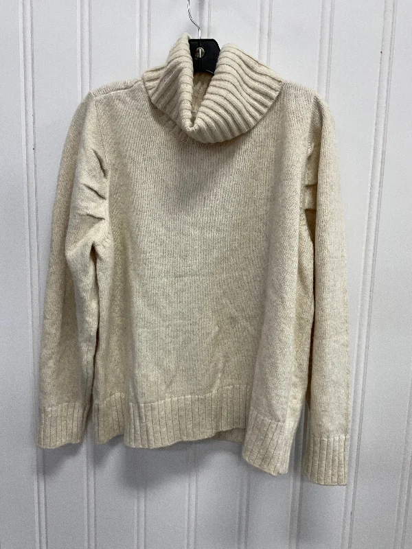 Beige cable-knit pullover sweater for texture-Women's Slit Pleated Pullovers-Sweater By Cabi In Cream, Size: Xl