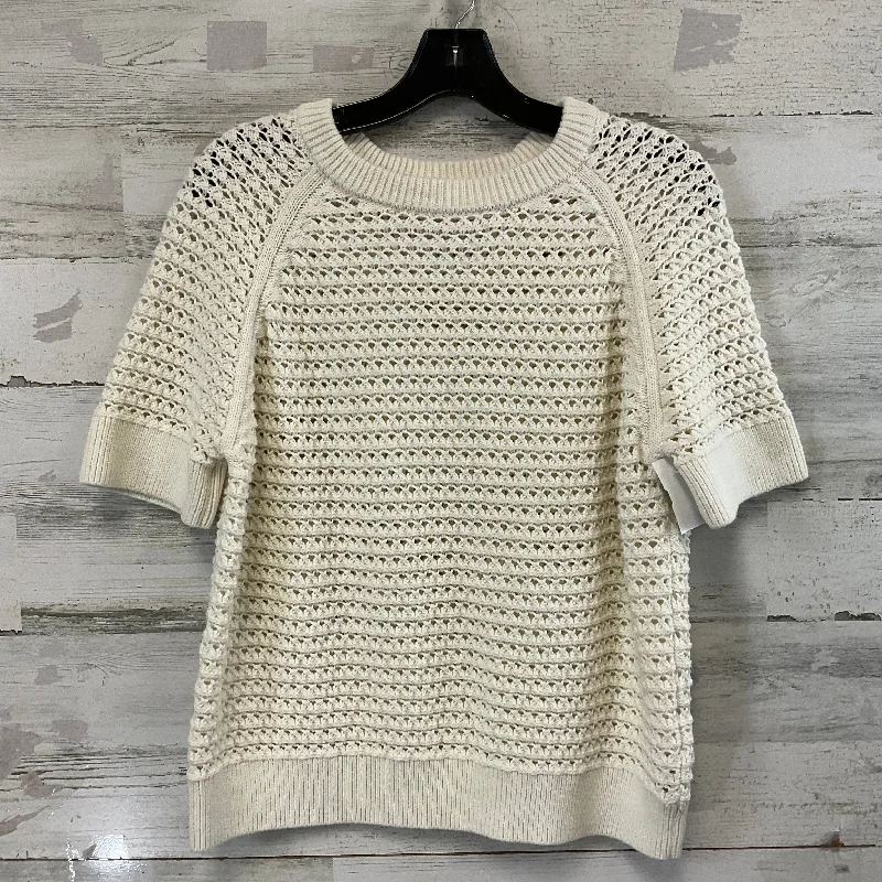 Cable-knit alpaca pullover sweater for warmth-Women's Maxi Denim Pullovers-Sweater Short Sleeve By Varley In Cream, Size: Xl