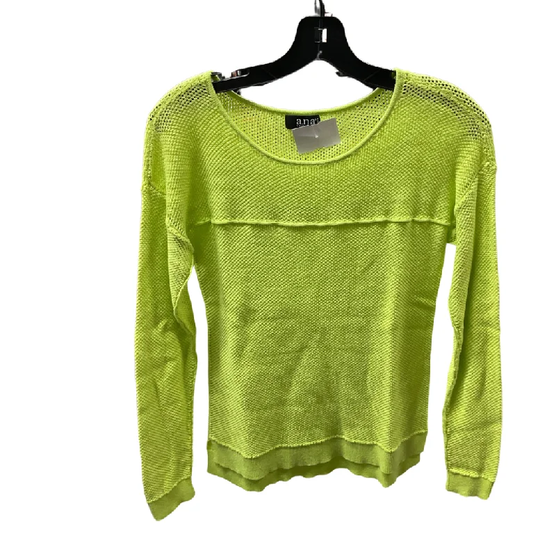 V-neck pullover sweater for office-Women's Fringe Ruffle Pullovers-Sweater By Ana In Green, Size: Sp