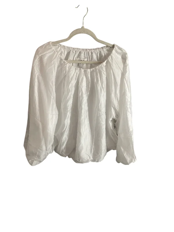 blue cotton blouses-Blouses and shirts for fall festivals -Women's Puff Sleeve Blouses-Top Long Sleeve Basic By Banana Republic In White, Size: Xl