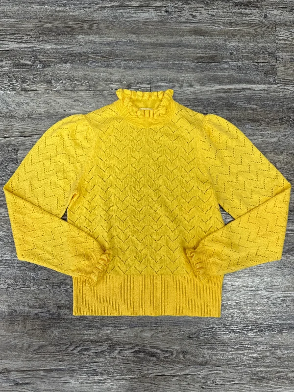 Striped pullover sweater for trends-Women's Glitter Denim Pullovers-Sweater By J. Crew In Yellow, Size: S