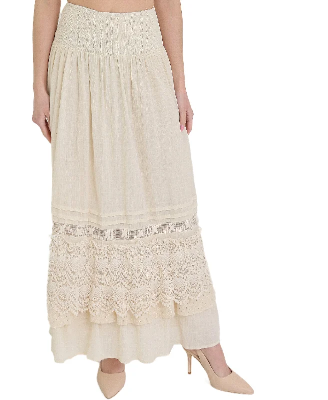 Skirts for formal events-Women's Fashion Skirts-Tiered Lace Maxi Skirt