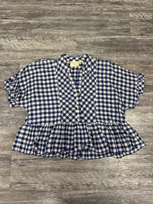 staff shirts for office-Blouses and shirts for summer outings -Women's Cap Sleeve Blouses-Top Short Sleeve By Maeve In Plaid Pattern, Size: S