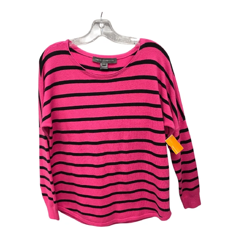 Striped lightweight pullover sweater for trends-Women's Lace Pullovers-Sweater By French Connection In Pink, Size:S