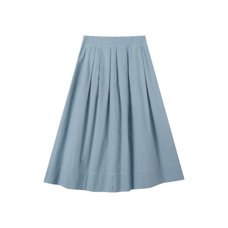 Skirts in dusty rose-Women's Low-Rise Skirts-midi soft pleated skirt - light blue