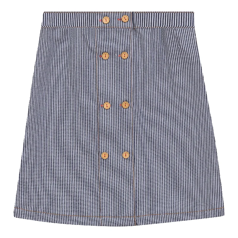 Skirts with flared design-Women's Insulated Pencil Skirts-skirt stripe button down - denim