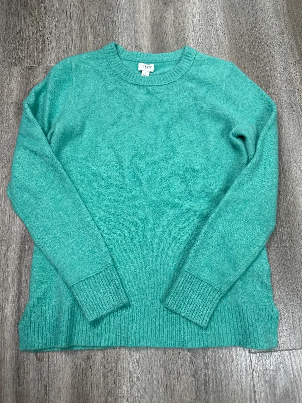 Grey cashmere pullover sweater for luxe-Women's Glitter Pleated Pullovers-Sweater By J. Crew In Aqua, Size: S