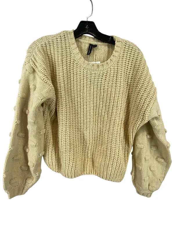 Cashmere pullover sweater for luxury-Women's Fleece Floral Pullovers-Sweater By Clothes Mentor In Beige, Size: Xs