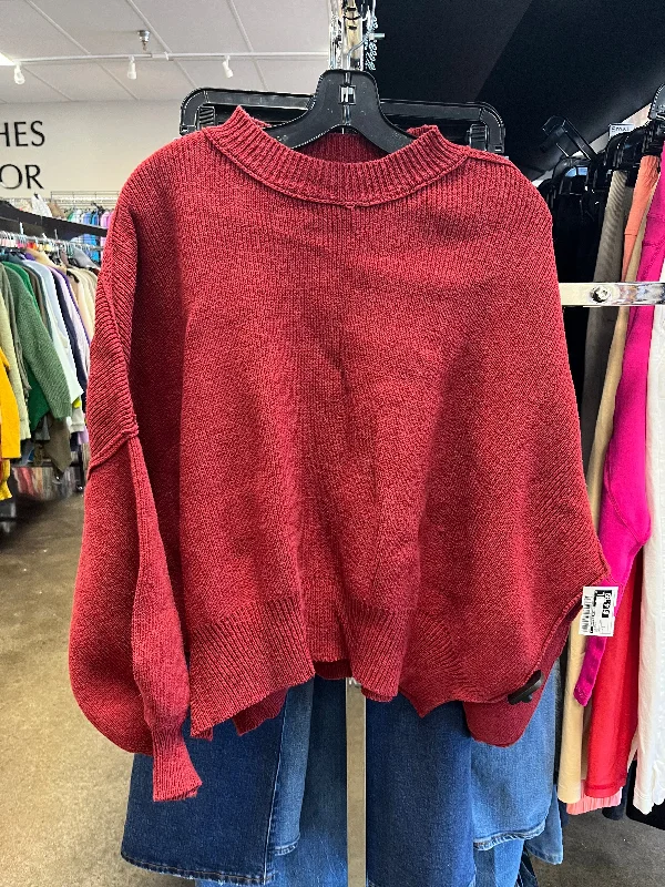 Acrylic silk pullover sweater for budget-Women's Button-Front Pencil Pullovers-Sweater By Clothes Mentor In Red, Size: S