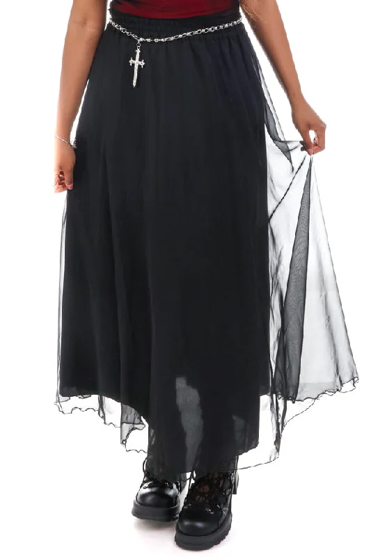 Skirts in chiffon-Women's Lace Denim Skirts-SOLD!