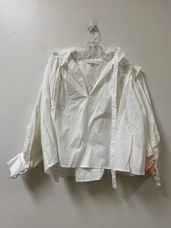 pleated blouses online-Blouses and shirts with lace overlay -Women's Henley Blouses-Top Long Sleeve By Karlie In White, Size: S