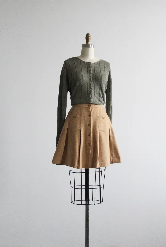 Skirts for evening appeal-Women's Metallic Floral Skirts-camel wool mini skirt