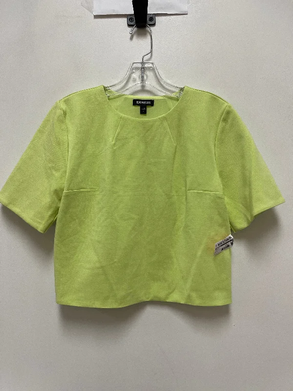 lively shirts for youth-Blouses and shirts with lace hem -Women's Wrap Blouses-Top Short Sleeve By Express In Green, Size: S