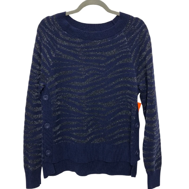 Cable-knit silk pullover sweater for elegance-Women's Lace Pencil Pullovers-Sweater By Stella And Dot In Blue, Size:M