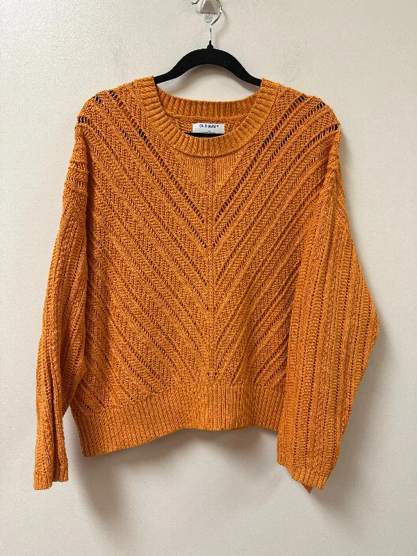 Green ribbed pullover sweater for style-Women's Stretch Pullovers-Sweater By Old Navy In Orange, Size: Xl