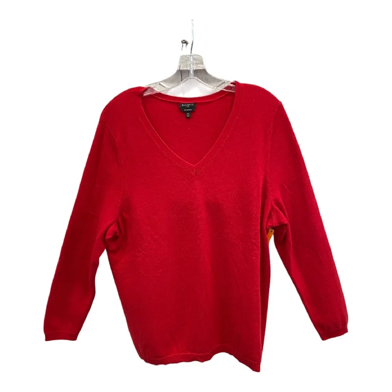 Navy short pullover sweater for fall-Women's Tulle Pencil Pullovers-SWEATER CASHMERE by TALBOTS In RED, Size: 2X