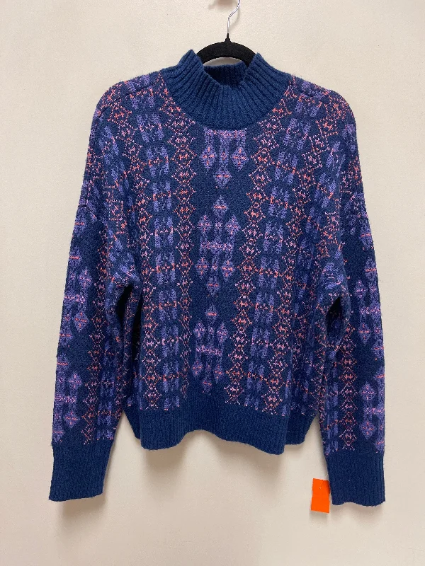 Striped purple pullover sweater for trends-Women's Lace Denim Pullovers-Sweater By Lane Bryant In Blue, Size: Xl