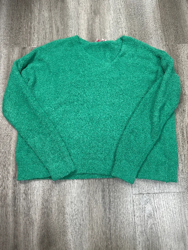 Navy cotton pullover sweater for summer-Women's Glitter Pencil Pullovers-Sweater By Laurie Felt In Green, Size: M