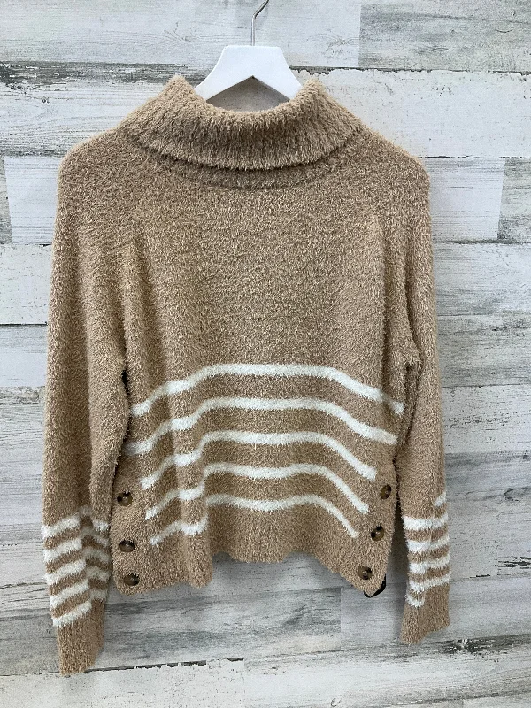 Short knit pullover sweater for teens-Women's Silk Pencil Pullovers-Sweater By Favlux In Beige, Size: M