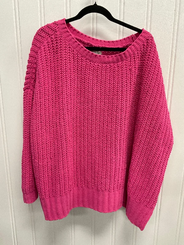 Purple long pullover sweater for layering-Women's Ribbed Pullovers-Sweater By American Eagle In Pink, Size: L