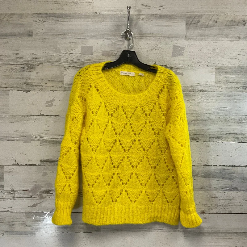 Lightweight long pullover sweater for layering-Women's Cotton Pullovers-Sweater By Sleeping On Snow In Yellow, Size: Xxs