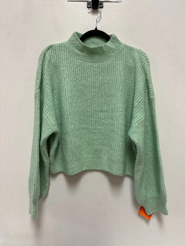 Green ribbed pullover sweater for style-Women's Floral Print Pullovers-Sweater By Line & Dot In Green, Size: L