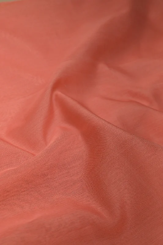 cord shirts for winter-Blouses and shirts for spring parties -Women's Ruffle Neck Shirts-Peach Maheshwari Silk Cotton Fabric - 1.9M