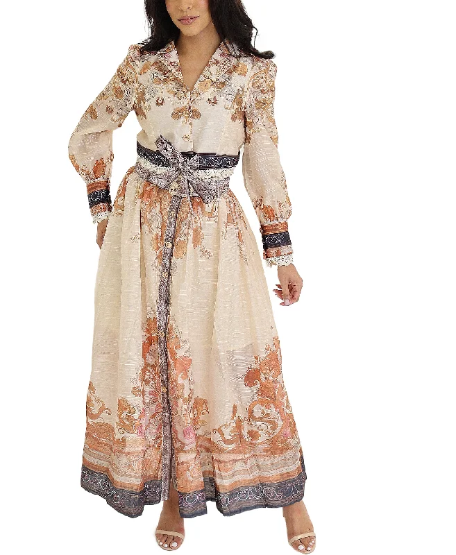 Skirts with buttons-Women's Fringe A-Line Skirts-Floral Printed Blouse & Maxi Skirt Set- 2 Pc Set