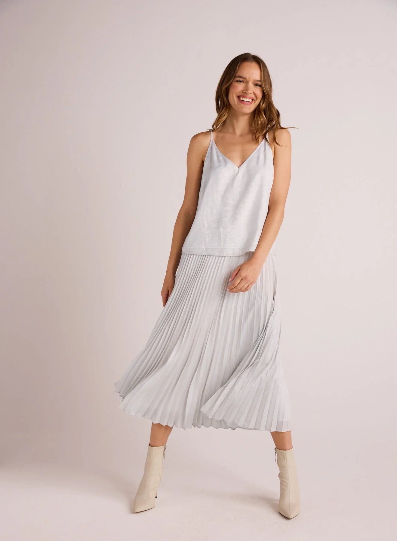 Skirts with bold design-Women's Midi Skirts-Hand Pleated Midi Skirt~ Metallic Opal