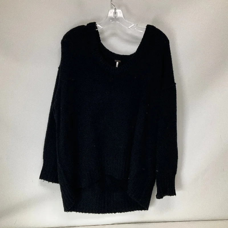 Cotton navy pullover sweater for warmth-Women's Back-Open Pullovers-Sweater By Free People In Black, Size: Xs