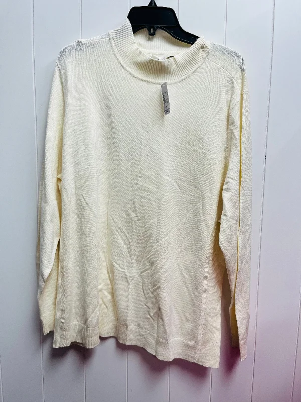 Silk beige pullover sweater for elegance-Women's UV Protection Pullovers-Sweater By Cj Banks In Cream, Size: 3x