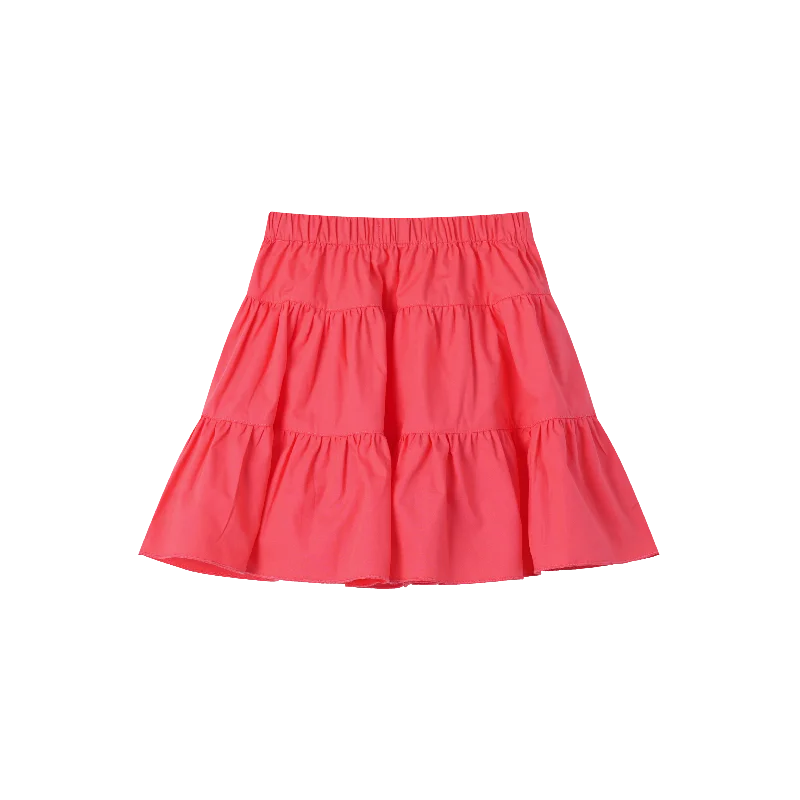 Skirts in light grey-Women's Textured Pleated Skirts-tiered cotton skirt - watermelon