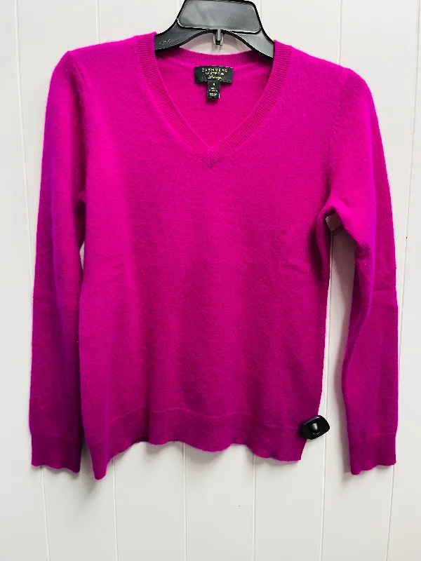 Lightweight purple pullover sweater for travel-Women's Textured Ruffle Pullovers-Sweater Cashmere By Charter Club In Purple, Size: M