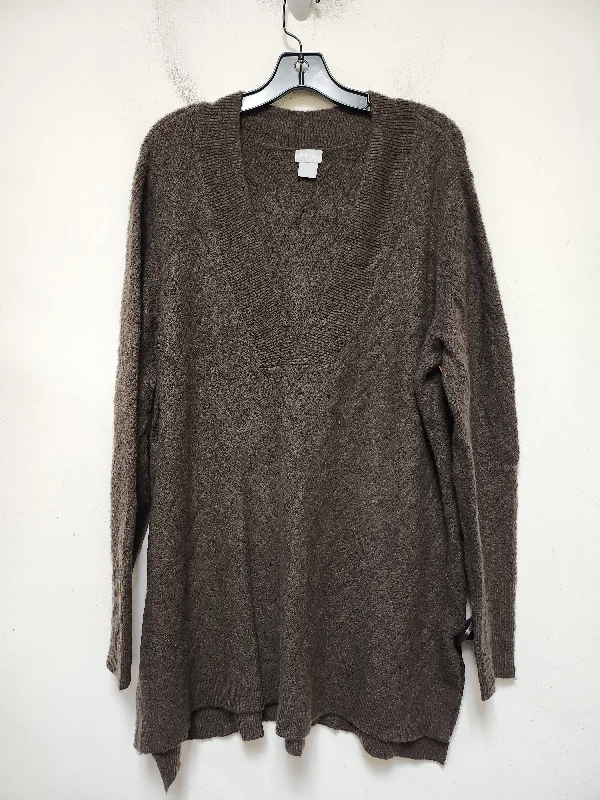 Cashmere grey pullover sweater for luxe-Women's Beach Pullovers-Sweater By Chicos In Brown, Size: Xl