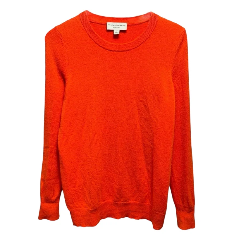 Pink slim-fit pullover sweater for women-Women's Lounge Pullovers-Crew Neck Cashmere Sweater By White And Warren In Orange, Size: M