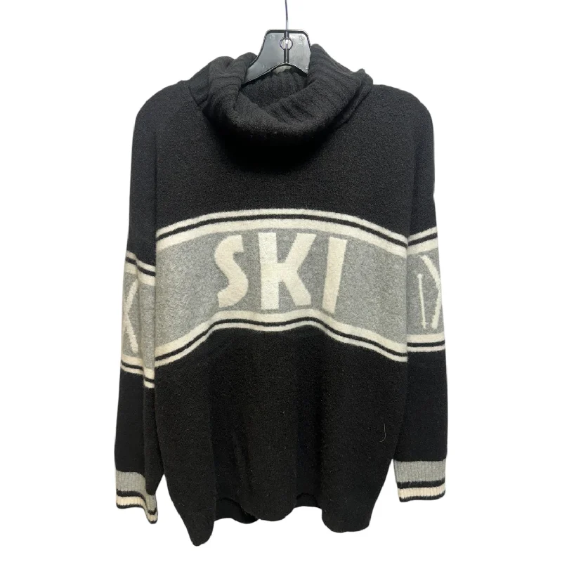 Cable-knit silk pullover sweater for elegance-Women's Slim Fit Pullovers-Ski Sweater By Lou And Grey In Black & Grey, Size: Xl