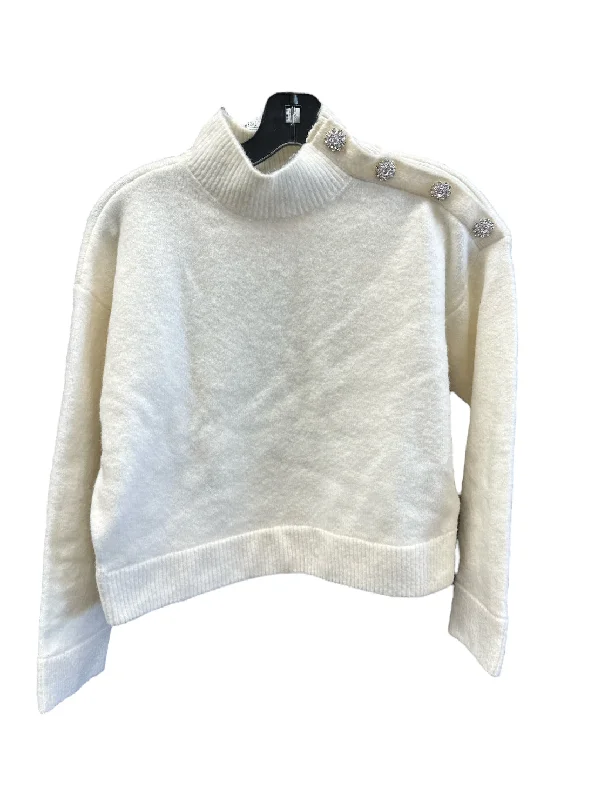 White cable-knit pullover sweater for texture-Women's Tulle A-Line Pullovers-Sweater By Ann Taylor In White, Size: S