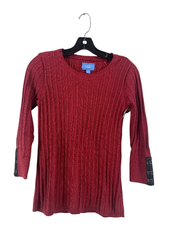 Blue cable-knit pullover sweater for texture-Women's Ribbed A-Line Pullovers-Sweater By Simply Vera In Red, Size: S