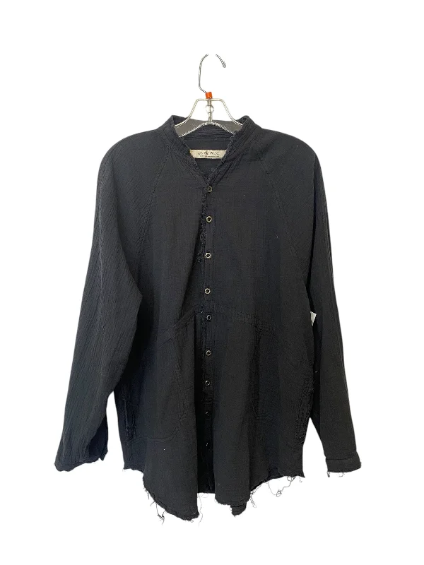 cap sleeve blouses-Blouses and shirts in deep navy -Women's Collarless Shirts-Tunic Long Sleeve By We The Free In Black, Size: S