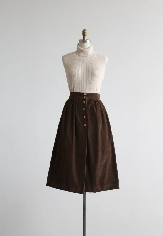 Skirts with subtle hem-Women's Slit Denim Skirts-espresso corduroy skirt