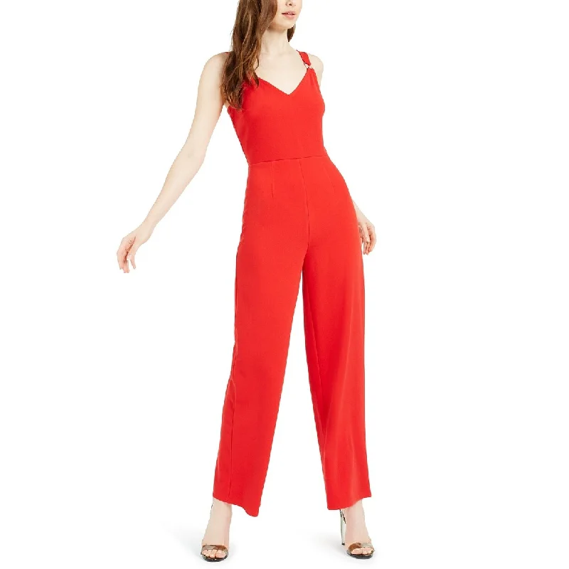 Women's Casual Party Print Dresses-Bar III Women's O-Ring Jumpsuit Dark Red Size 2