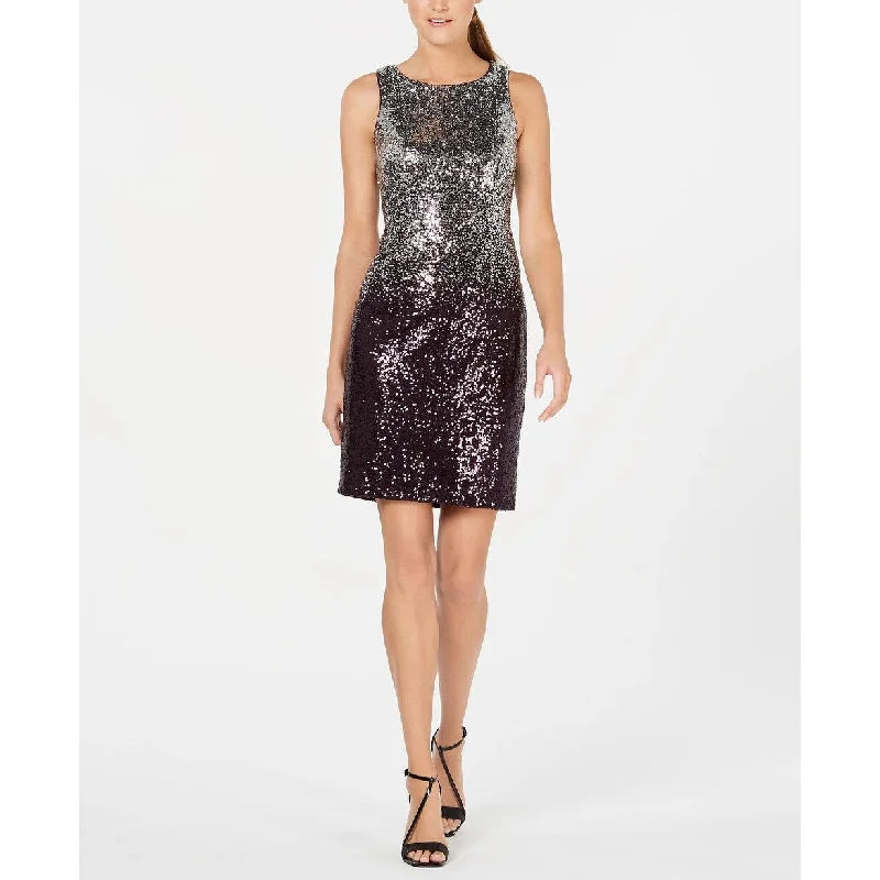 Women's Casual Date Solid Color Dresses-Calvin Klein Women's Ombre Sequin Sheath Dress Gray Size 8