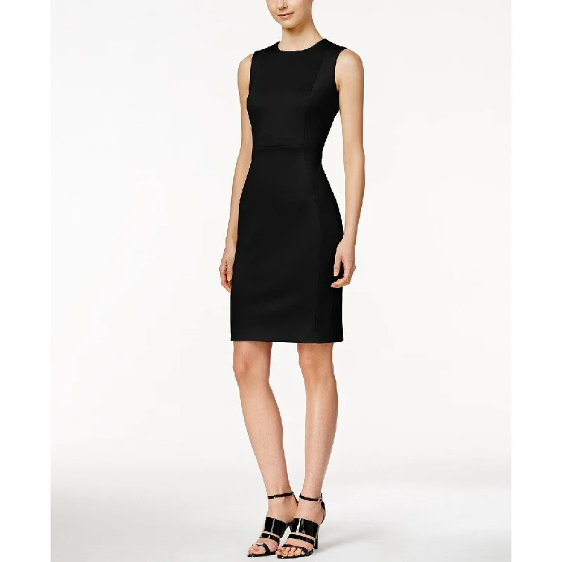 Women's Casual Office Dresses-Calvin Klein Women's Scuba Crepe Sheath Dress Black Size 6