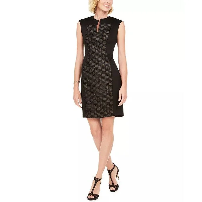 Women's Casual Day Floral Dresses-Connected Women's Embellished Sheath Dress Black Size 8