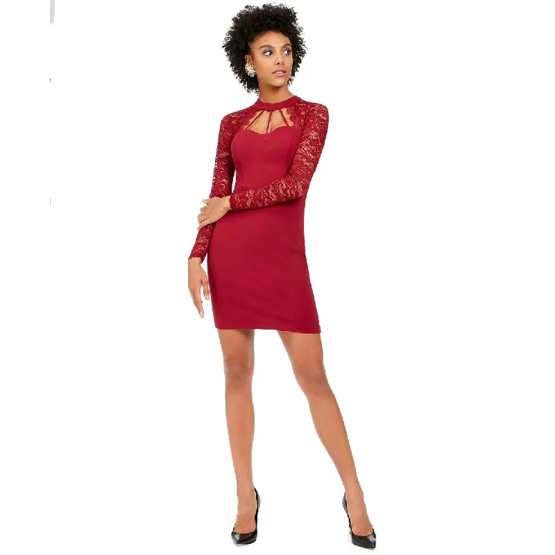 Women's Casual Travel Print Dresses-Guess Women's Lace Sweetheart Sheath Dress Red Size 6