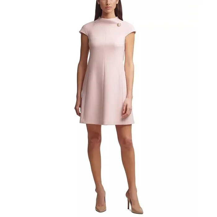 Women's Casual Maxi Solid Color Dresses-HARPER ROSE Women's Stand Collar A-Line Dress Pink Size 2