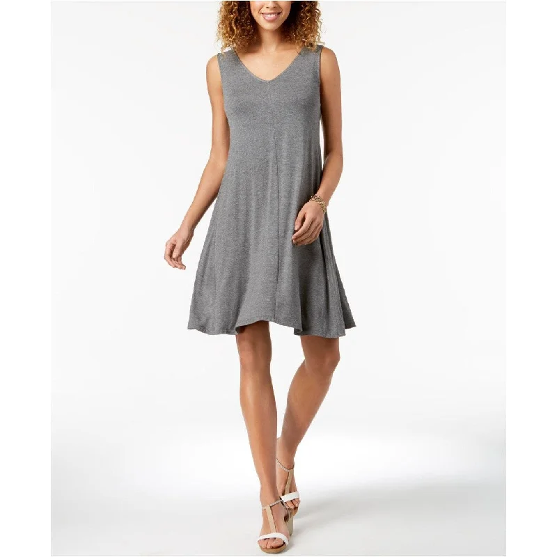 Women's Casual Button-Down Dresses-Style & Co Women's Petite Cross-Back Dress Grey Size Extra Large - X-Large