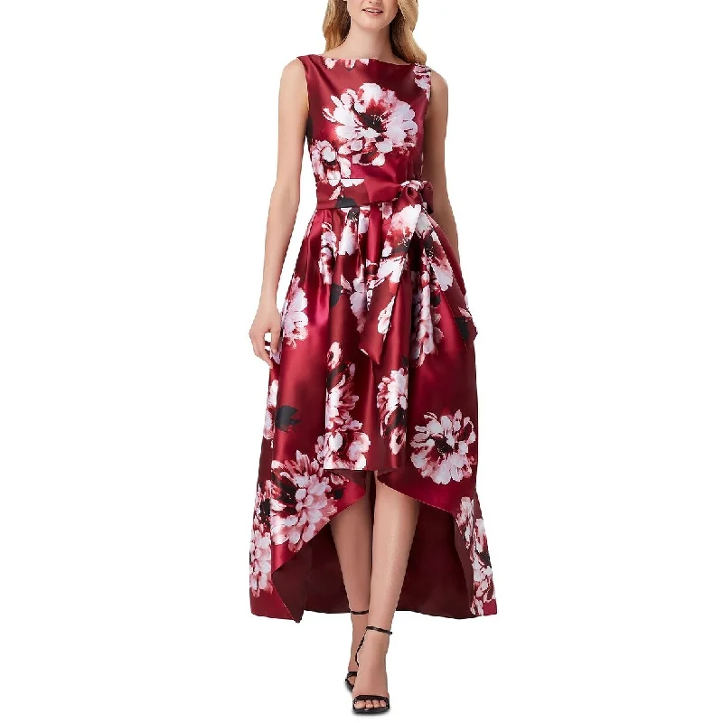 Women's Casual Maxi Dresses-Tahari Asl Women's Mikado High-Low Dress Red Size 4