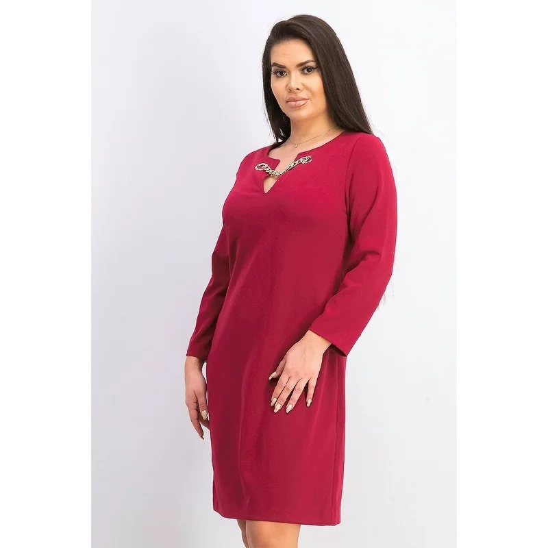 Women's Casual Semi-Formal Dresses-Tommy Hilfiger Women's Scuba Crepe Grommet Top Pocket Dress Red Size 4