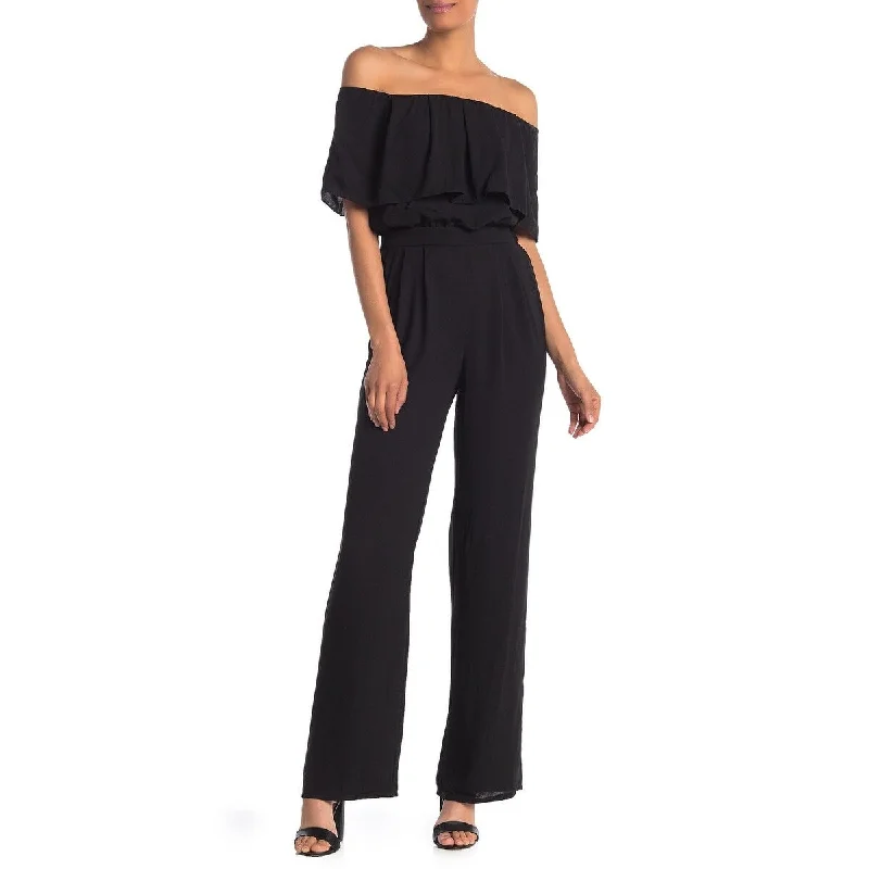 Women's Casual Night Out Print Dresses-Vince Camuto Women's Moss Crepe Off-the-Shoulder Jumpsuit Black Size 4"